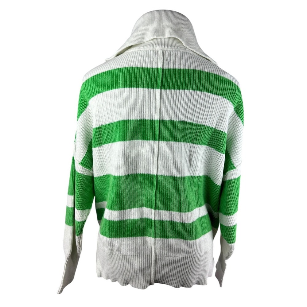 Aerie Green White Striped Beyond Quarter Zip Sweater Preppy Rugby Nautical Large - Picture 8 of 16